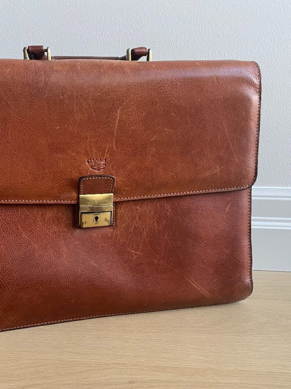 Vintage Maledetti Toscani Brown Leather Briefcase Laptop Bag 17” x 13” Good Cond